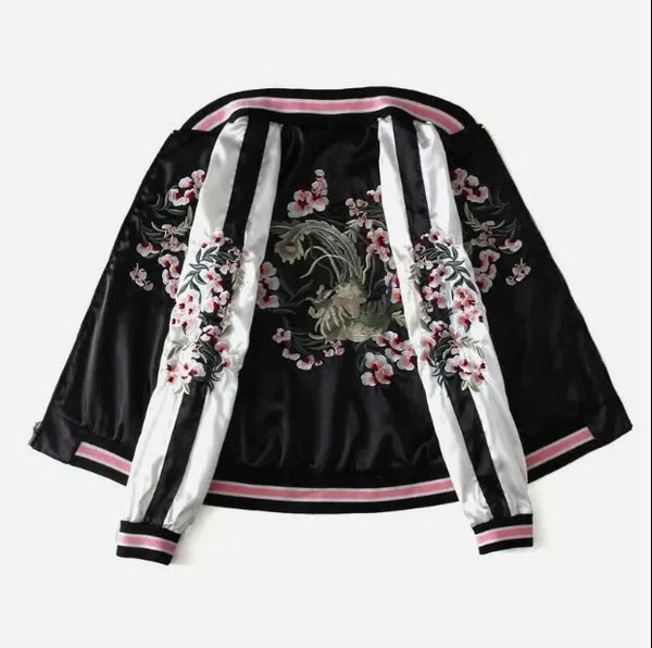 Harajuku Floral Embroidered Two-sided Jacket