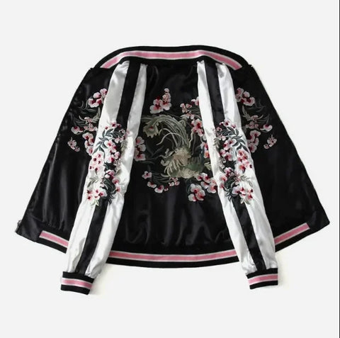Harajuku Floral Embroidered Two-sided Jacket