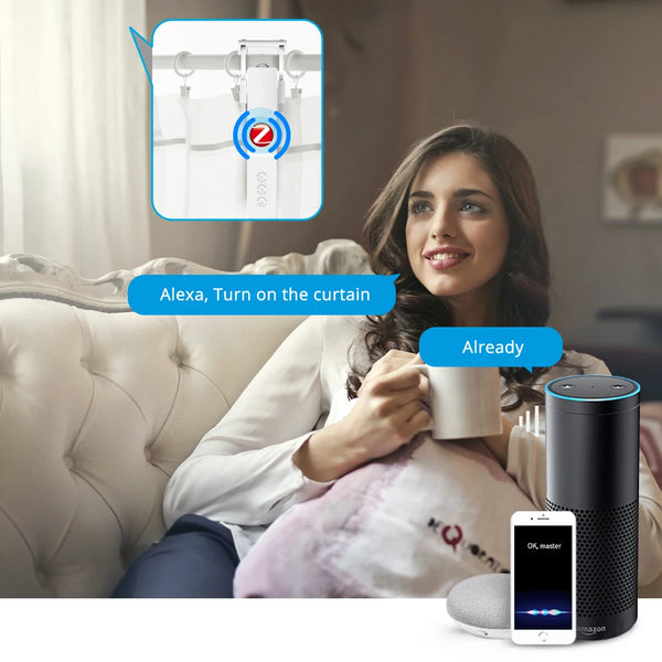 Tuya Smart Curtain Driver For Roman/Type U Curtains, Alexa Google Home