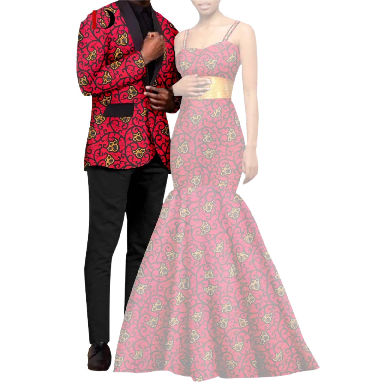 Red, Black and Gold Mens Matching Ankara Jackets