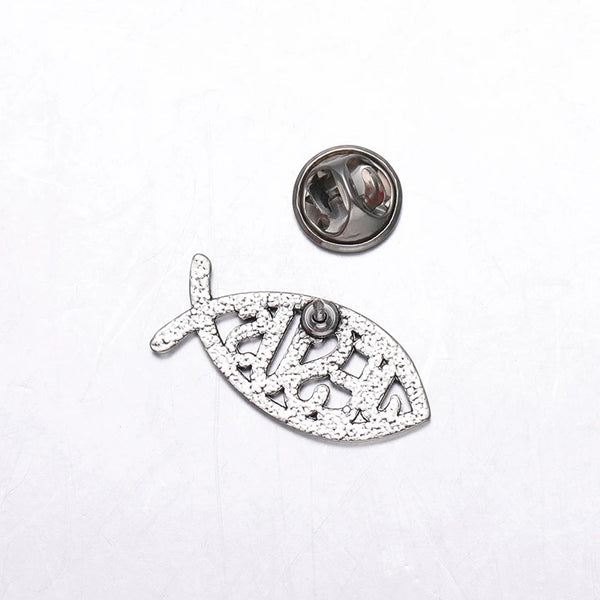 Jesus Enamel Silver Color Fish Pin