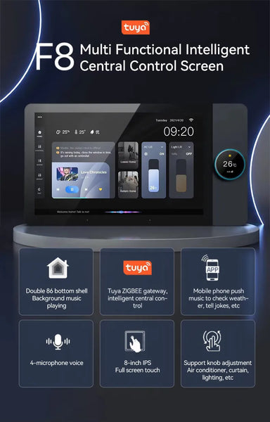 Smart Home Control Panel, 8 inch Touch Screen, Built-In Smart Life Alexia