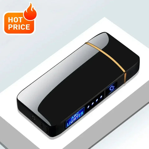 Dual Arc Windproof Flameless Plasma USB Lighter Touch Sensor With LED Power Display