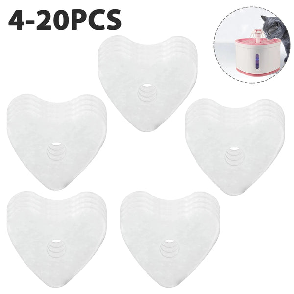 4-20Pack Heart Shaped Replacement Filters for Automatic Cat Drinking Fountain