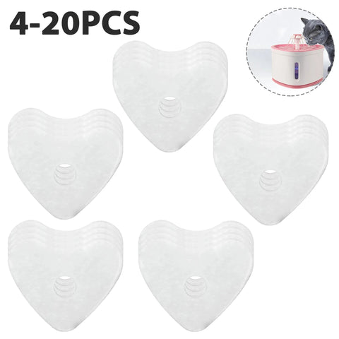 4-20Pack Heart Shaped Replacement Filters for Automatic Cat Drinking Fountain