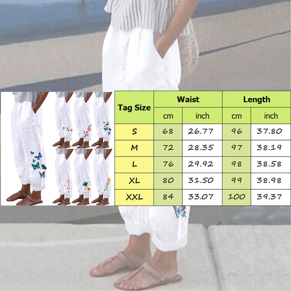 Womens Casual Linen High Waisted Pants