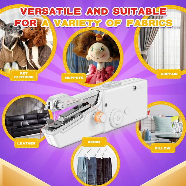 Mini Electric Portable Handheld Sewing Machine - with Bobbin for Needlework - Accessories