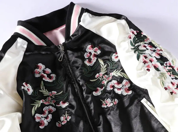 Harajuku Floral Embroidered Two-sided Jacket
