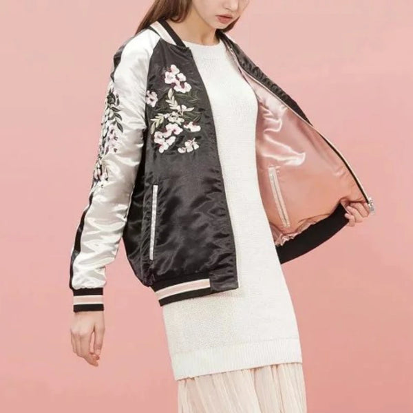 Harajuku Floral Embroidered Two-sided Jacket