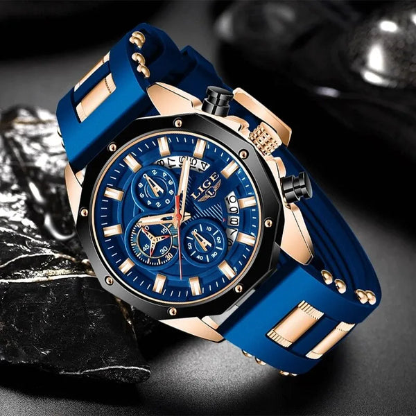 Mens LIGE Luxury Sport Watch Quartz Date Clock Waterproof Wristwatch Chronograph 2024