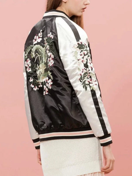 Harajuku Floral Embroidered Two-sided Jacket