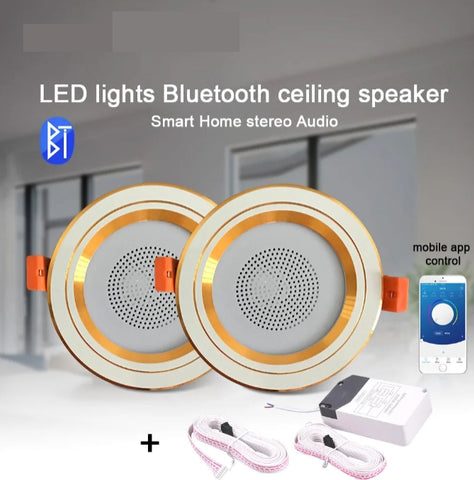 Smart Home Audio Bluetooth In-ceiling LED Speakers - Dimmable Color Changing