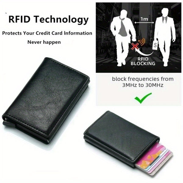 Sleek Men's RFID-Blocking Wallet - Ultra-Thin Aluminum Alloy with Multiple Card Slots, Stylish Metal Design