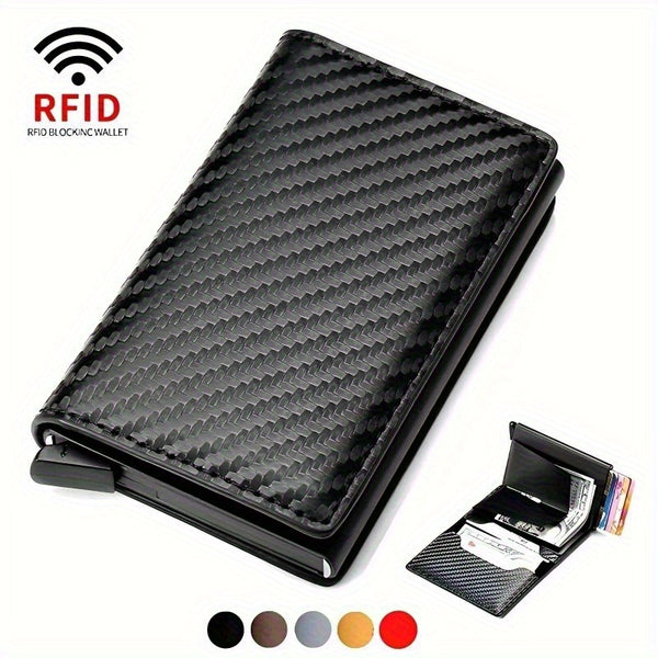 Sleek Men's RFID-Blocking Wallet - Ultra-Thin Aluminum Alloy with Multiple Card Slots, Stylish Metal Design