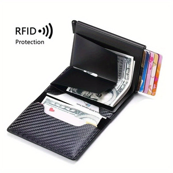 Sleek Men's RFID-Blocking Wallet - Ultra-Thin Aluminum Alloy with Multiple Card Slots, Stylish Metal Design
