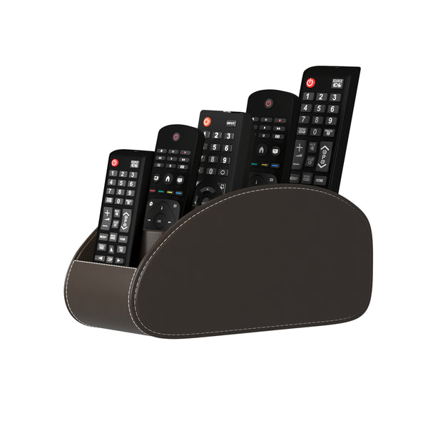 TV Remote Control Storage Box with 5 Compartments, PU Leather, Bedside Table and Office Desk Storage Organizer