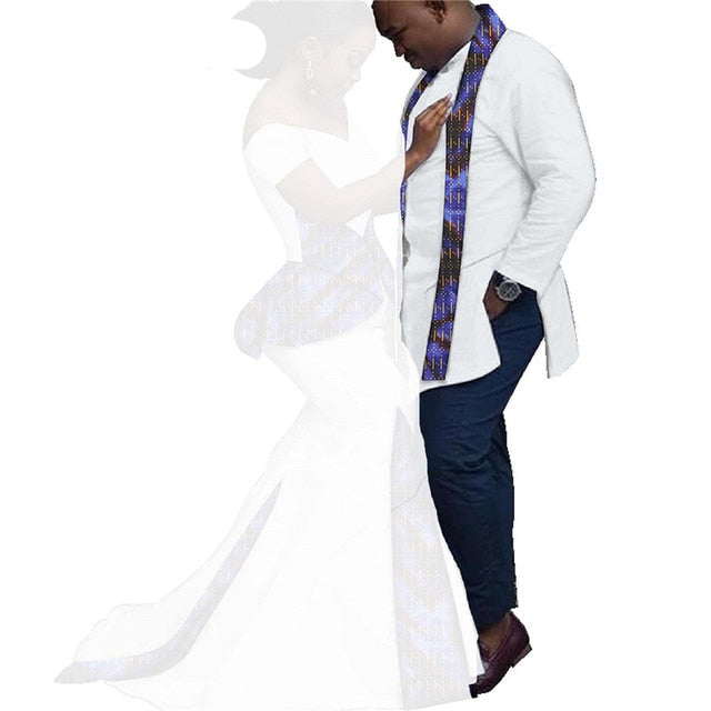 Matching Mens Shirt w Print Scarf white, blue