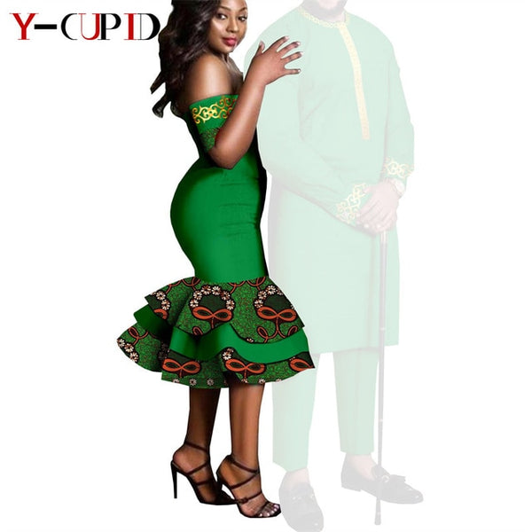 Couples African Dashikis Mermaid Dresses Mens Outfit