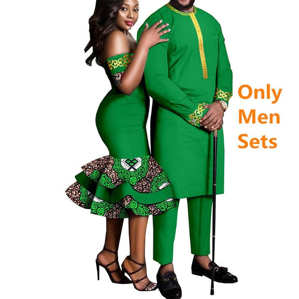 Couples African Dashikis Mermaid Dresses Mens Outfit