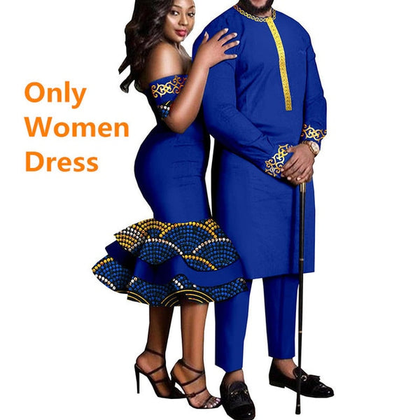 Couples African Dashikis Mermaid Dresses Mens Outfit