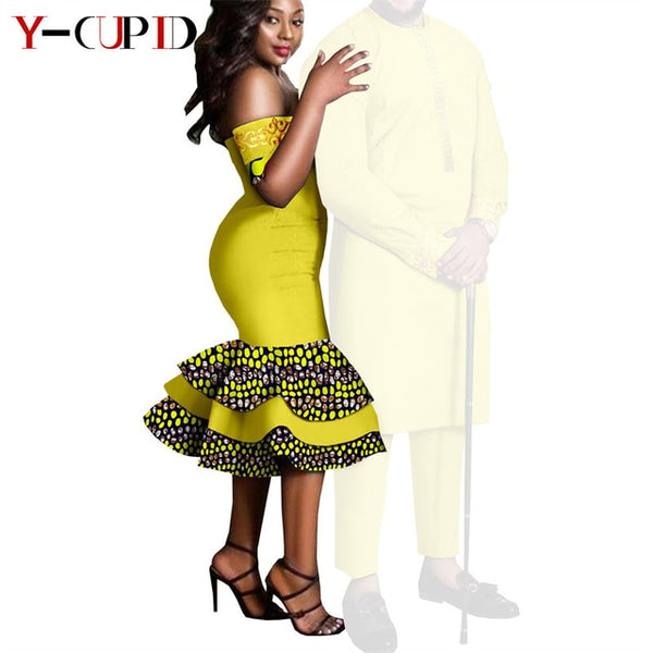 Couples African Dashikis Mermaid Dresses Mens Outfit