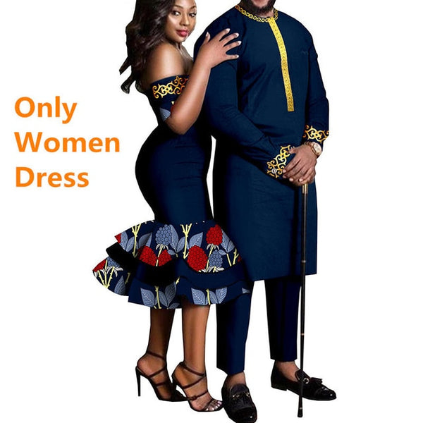 Couples African Dashikis Mermaid Dresses Mens Outfit