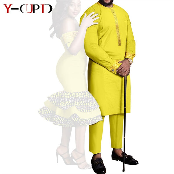 Couples African Dashikis Mermaid Dresses Mens Outfit