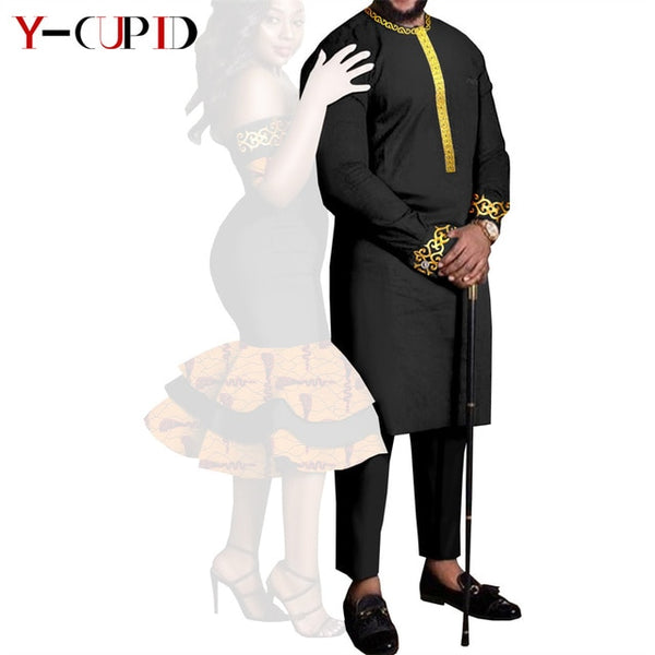 Couples African Dashikis Mermaid Dresses Mens Outfit