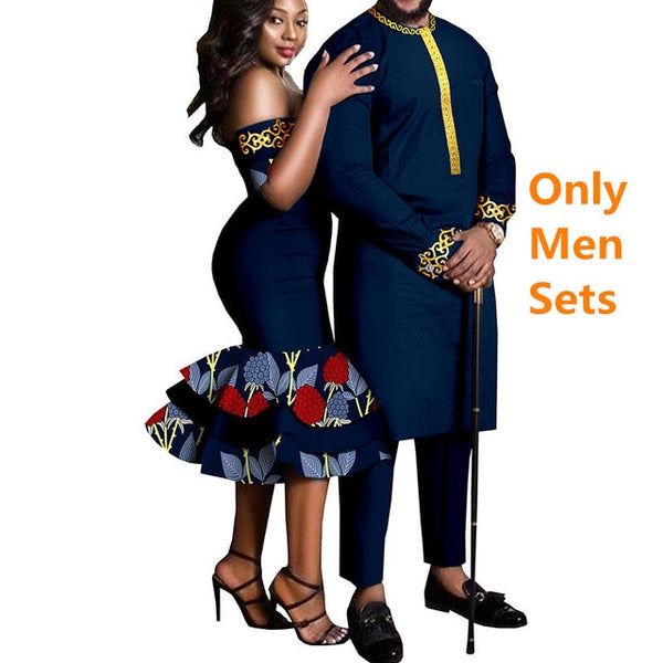 Couples African Dashikis Mermaid Dresses Mens Outfit