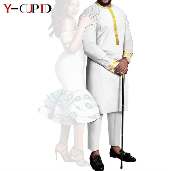 Couples African Dashikis Mermaid Dresses Mens Outfit