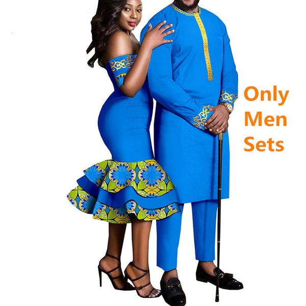 Couples African Dashikis Mermaid Dresses Mens Outfit