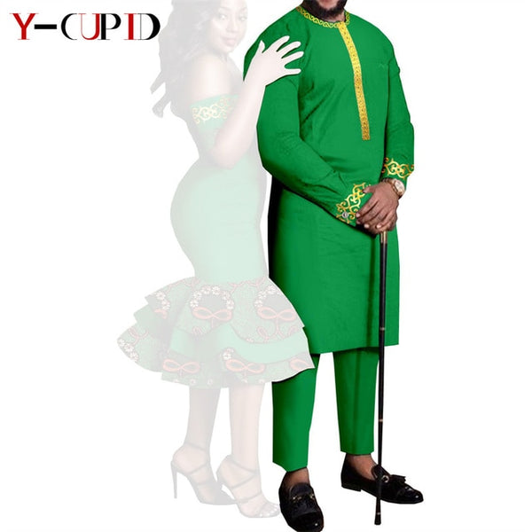 Couples African Dashikis Mermaid Dresses Mens Outfit