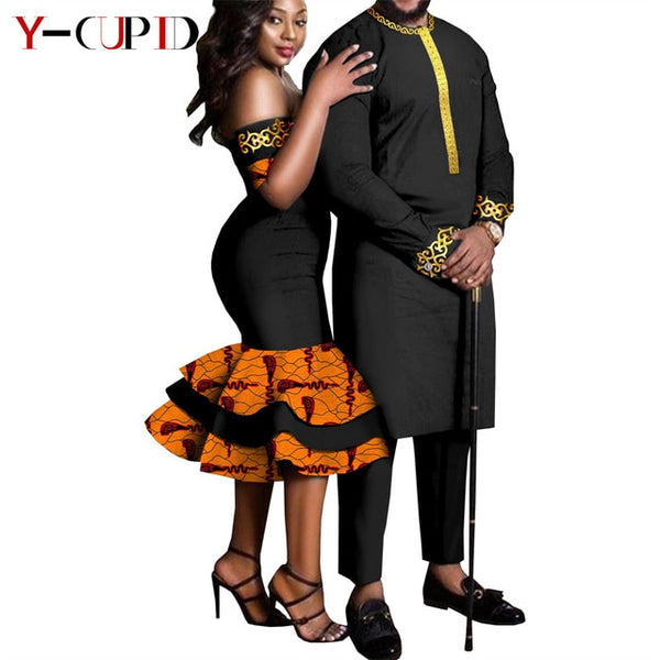 Couples African Dashikis Mermaid Dresses Mens Outfit