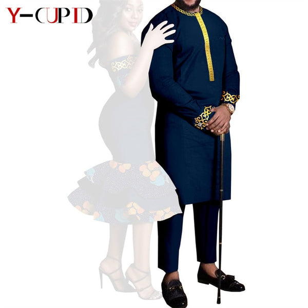 Couples African Dashikis Mermaid Dresses Mens Outfit