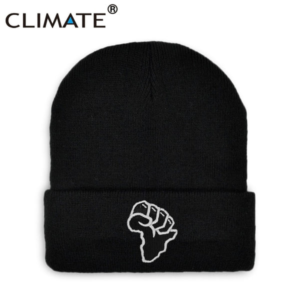 Mens African Raised Fist Winter Beanie