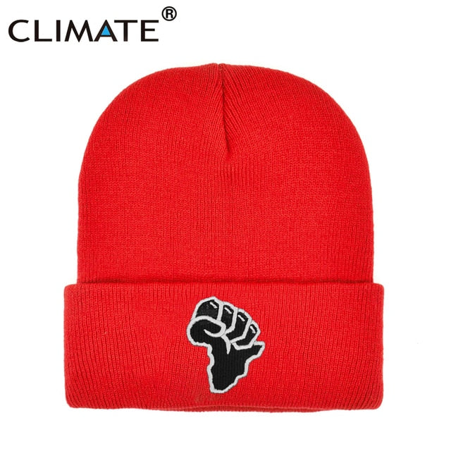 Mens African Raised Fist Winter Beanie