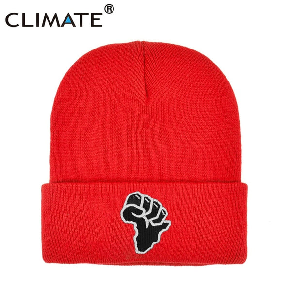 Mens African Raised Fist Winter Beanie