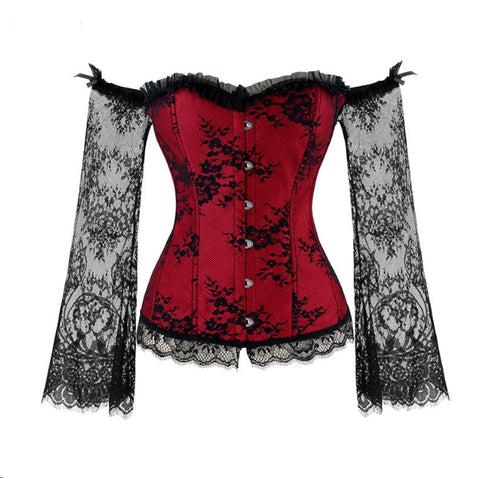 Womens Long Sleeve Lace Up Corset/Bustier