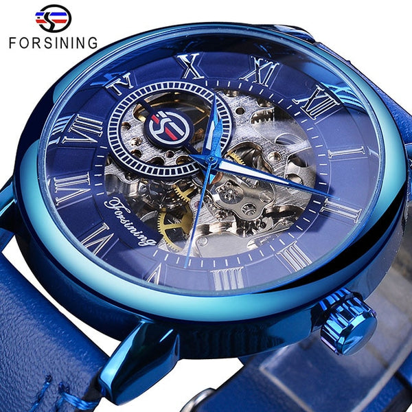 Mens Forsining Luxury Watches Mechanical Skeleton 3D Literal Design