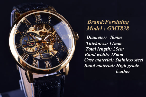 Mens Forsining Luxury Watches Mechanical Skeleton 3D Literal Design