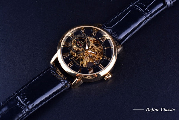 Mens Forsining Luxury Watches Mechanical Skeleton 3D Literal Design