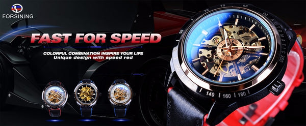 Mens Forsining Luxury Watches Mechanical Skeleton 3D Literal Design