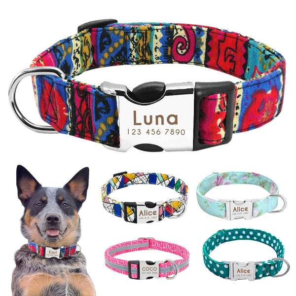Pet Collar with Engraved Personalized ID Tag