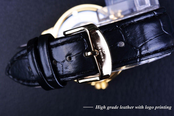 Mens Forsining Luxury Watches Mechanical Skeleton 3D Literal Design