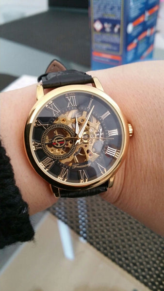 Mens Forsining Luxury Watches Mechanical Skeleton 3D Literal Design
