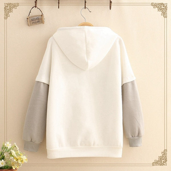 Womens Warm Fleece Cat Graphic Hoodie