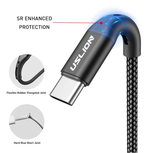 USLION 3A USB Type C Fast Charging Cable
