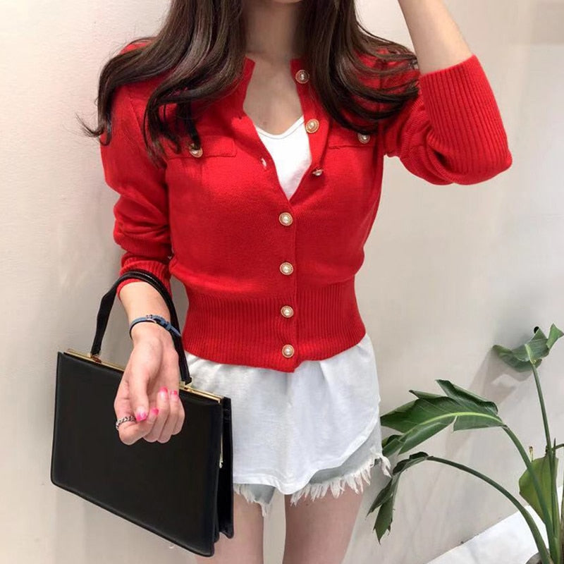 Womens Knitted Button up Cardigan Sweater