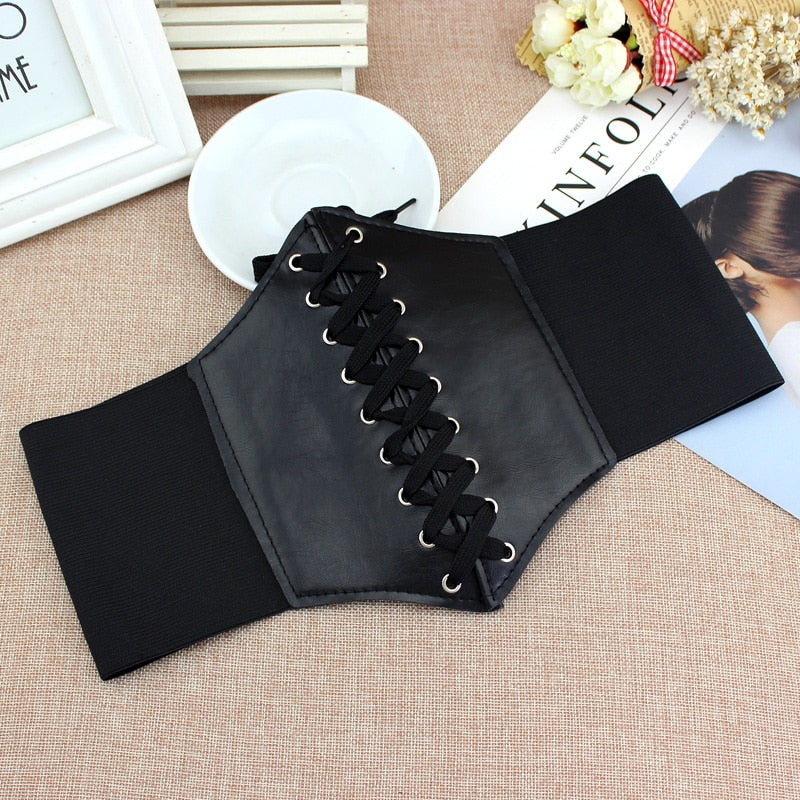 Womens Body Shapewear Pu Leather Elastic Corsets and Bustiers