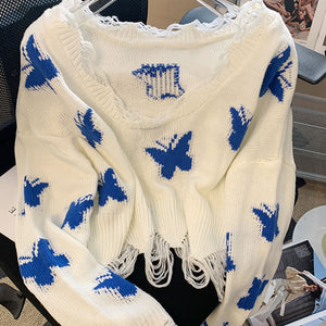 Womens Korean Fashion Knitted Sweaters Cropped Off Shoulder